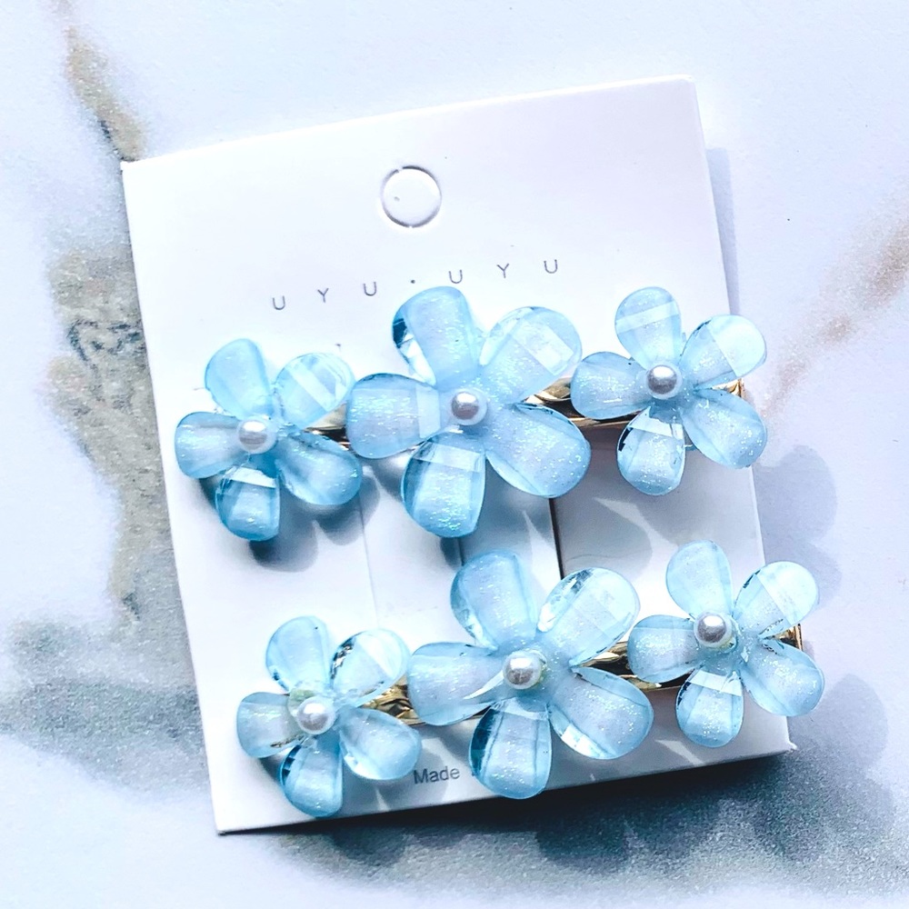 Crystal Cut Floral Barrettes